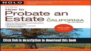 Books How to Probate an Estate in California Full Online