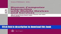 [Popular Books] Human-Computer Interaction with Mobile Devices and Services: 5th International