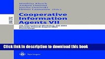 [Popular Books] Cooperative Information Agents VII: 7th International Workshop, CIA 2003,