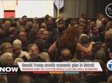 Protestors gather near Cobo Center to protest Donald Trump's speech