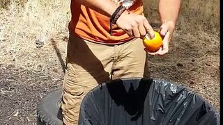 How to empty out an orange to create outdoor brownies for camping