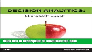 [Popular] Books Decision Analytics: Microsoft Excel Free Online