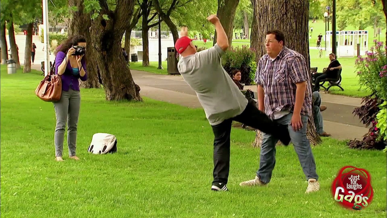 Fat Man Gets Kicked in the Nuts !