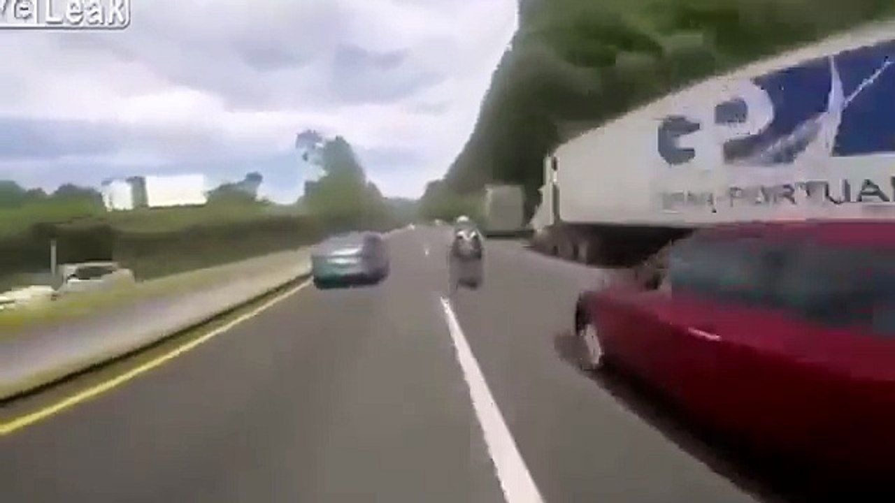 Furious girlfriend pulls handbrake on show off boyfriend as he races bikers & sends car to Flips