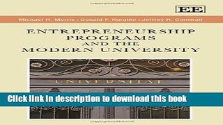 [Fresh] Entrepreneurship Programs and the Modern University New Ebook