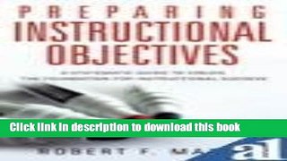 [Popular Books] Preparing Instructional Objectives Free