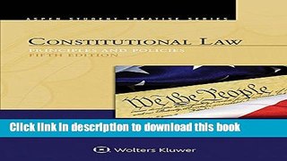 [Popular] Books Constitutional Law: Principles and Policies (Aspen Student Treatise) Free Online