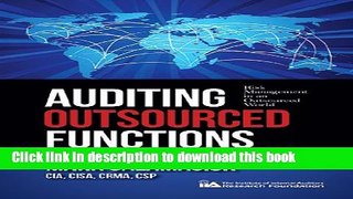 [Popular] Books Auditing Outsourced Functions: Risk Management in an Outsourced World Free Online