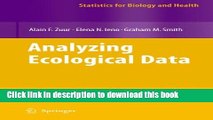 [Popular Books] Analyzing Ecological Data (Statistics for Biology and Health) Full Online