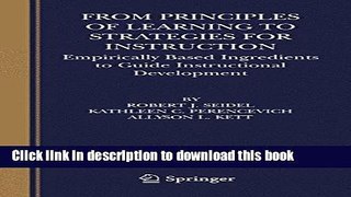 Ebooks From Principles of Learning to Strategies for Instruction: Empirically Based Ingredients to