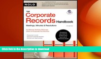 FAVORIT BOOK Corporate Records Handbook, The: Meetings, Minutes   Resolutions (book with CD-Rom)