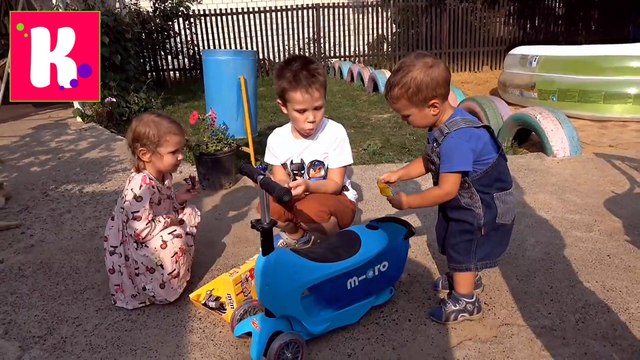 ВЛОГ Едем к родственникам Распаковка Шопкинс и Подарок Самокат маленькому братику Кати