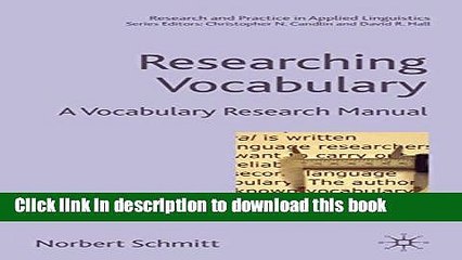 [Fresh] Researching Vocabulary: A Vocabulary Research Manual (Research and Practice in Applied