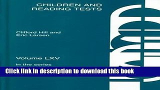 [Fresh] Children and Reading Tests (Advances in Discourse Processes) New Ebook
