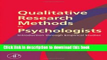 [Popular Books] Qualitative Research Methods for Psychologists: Introduction through Empirical