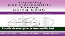 [Popular Books] Applying Generalizability Theory using EduG (Quantitative Methodology Series) Full