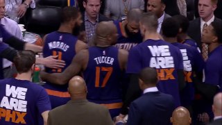 Markieff Morris Shoves Archie Goodwin in Huddle | Warriors vs Suns | Feb 10, 2016 | NBA