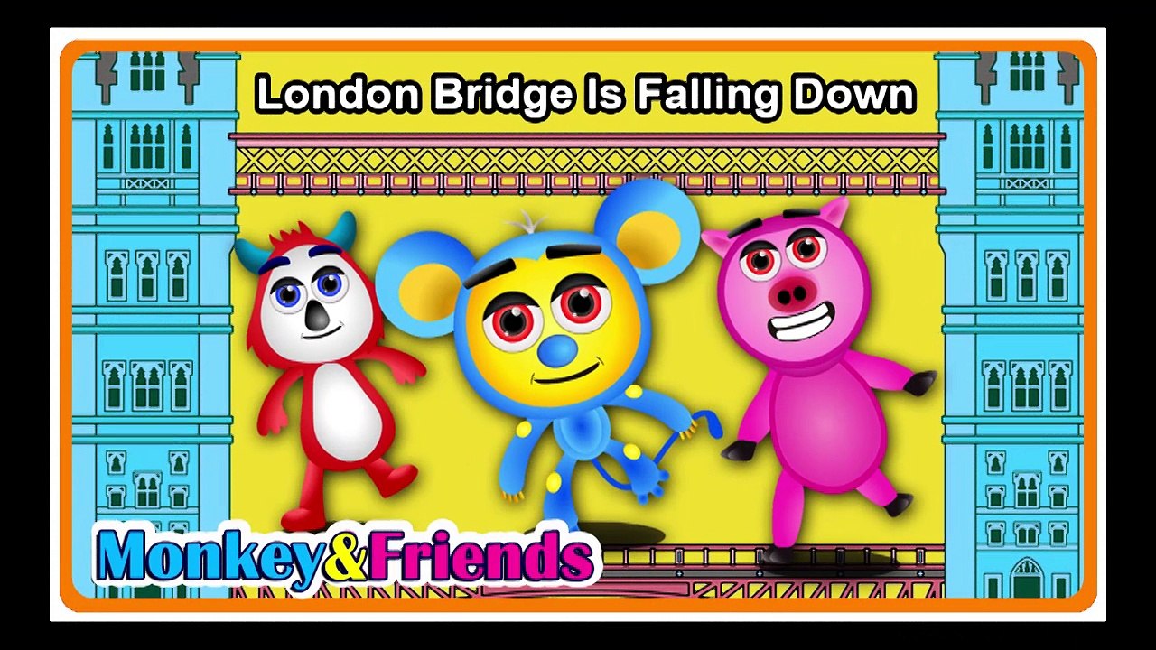 London Bridge Is Falling Down - Monkey And Friends Funny Cartoon Nursery Rhymes