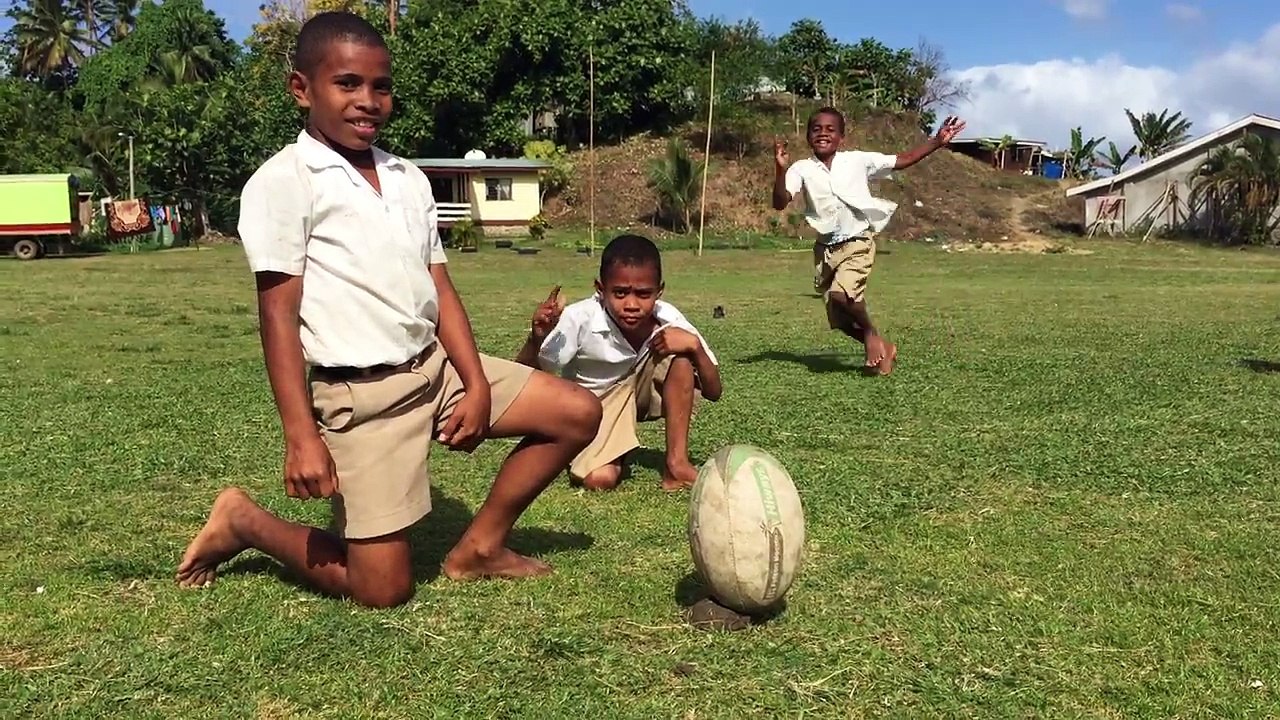 Kids going MAD for a Rugby selfie in Fiji!