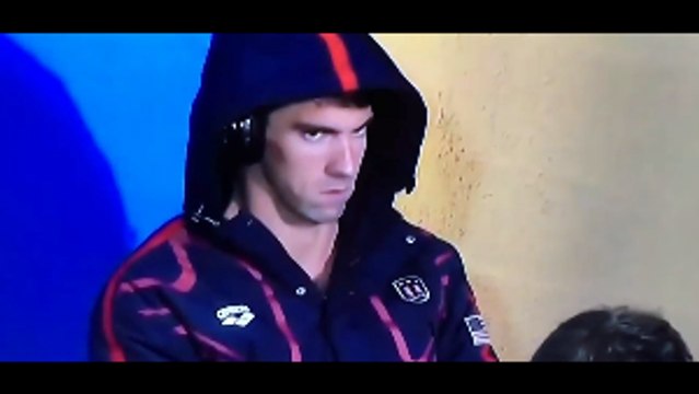 Michael Phelps With A Crazy Stare At Chad Le Clos!