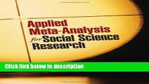 [PDF] Applied Meta-Analysis for Social Science Research (Methodology in the Social Sciences) Ebook