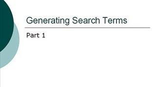 Generating Search Terms--Part 1