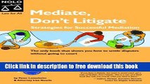 [Download] Mediate, Dont Litigate: Strategies for Successful Mediation Kindle {Free|
