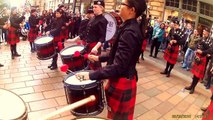 Edmonton Youth Pipe Band performing on Buchanan Street in Glasgow