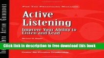 [Download] Active Listening: Improve Your Ability to Listen and Lead Hardcover {Free|