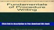 [Download] Fundamentals of Procedure Writing Paperback {Free|