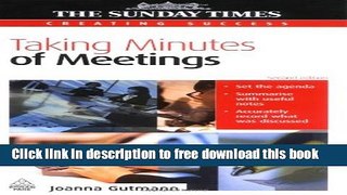 [Download] Taking Minutes of Meetings (Creating Success) Kindle {Free|