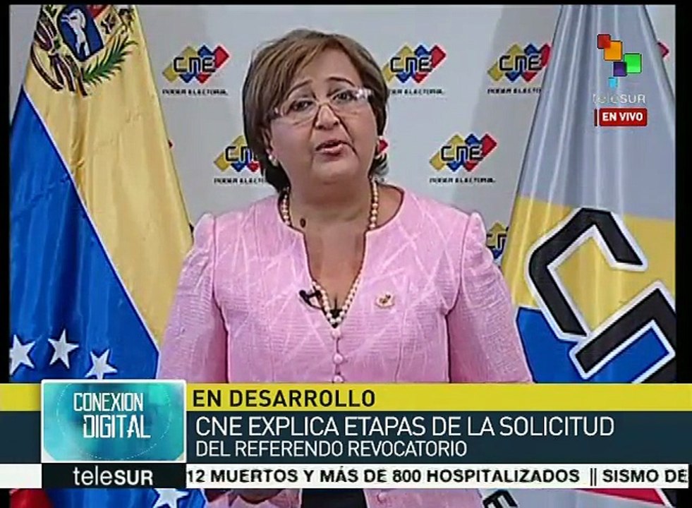 Titular de CNE de Venezuela detalla sobre referendo revocatorio