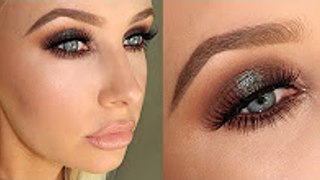 FULL GLAM - Blue,Brown Sparkly Smokey Eye - Flawless Skin! _ Lauren Curtis