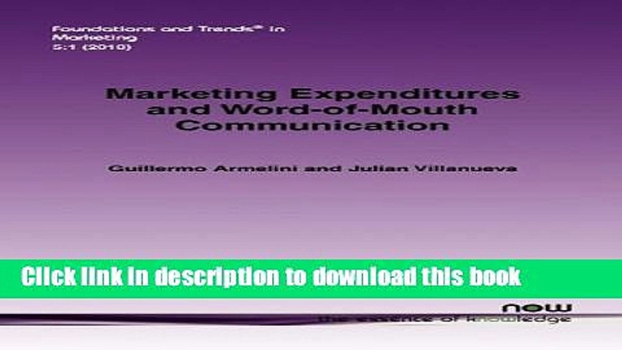 [PDF] Marketing Expenditures and Word-Of-Mouth Communication: Complements or Substitutes?