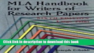 [Download] MLA Handbook for Writers of Research Papers (Sixth Edition Large Print) Kindle Collection