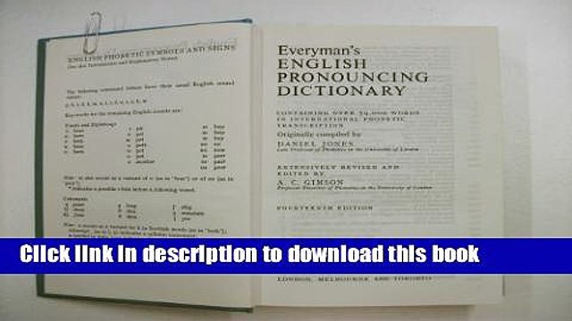 [Download] Everyman s English Pronouncing Dictionary (Everyman s Reference Library) Book Online