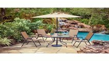 Outdoor 6 Piece Folding Patio Dining Furniture Set with Umbrella Seats 4