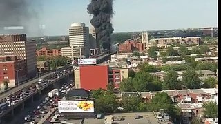 Crazy fire on transcanada highway montreal Aug 2016