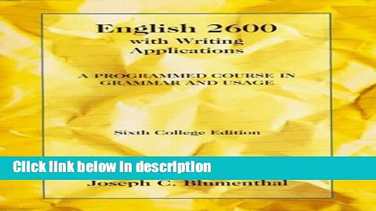 [PDF] English 2600 with Writing Applications: A Programmed Course in Grammar and Usage (College