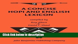 Download A Concise Hopi and English Lexicon [Full Ebook]