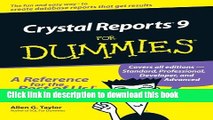 [PDF Kindle] Crystal Reports 9 For Dummies Free Books