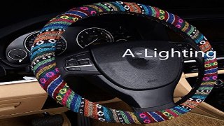 A Lighting Ethnic Style Coarse Flax Cloth Automotive Steering Wheel Cover A