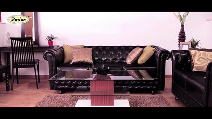 Elton Chesterfield Leatherette Sofa in Brown from Durian