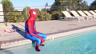 New Spiderman Bath Time in Real Life  Swimming Pool Adventure Superhero