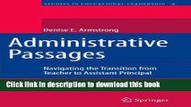 [Download] Administrative Passages: Navigating the Transition from Teacher to Assistant Principal