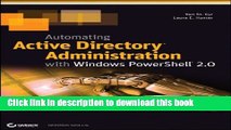 [Popular] Automating Active Directory Administration with Windows PowerShell 2.0 Kindle Free