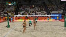 Photograph showing Egyptian and German Olympic volleyball players highlights