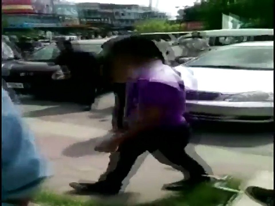 Girl fighting with boyfriend on road half naked