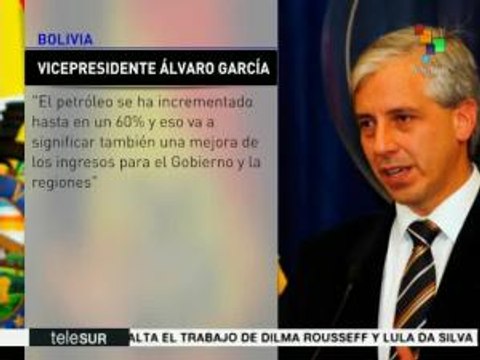 Bolivia: vicepdte. informa mejoras en ingresos por exportación de gas