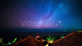 The Milky Way Above The Roofs Of Bungalows And Indian Ocean. 15 July 2015, Bali | VideoHive 15415472
